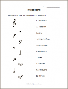 Drummers theory and terminology worksheet